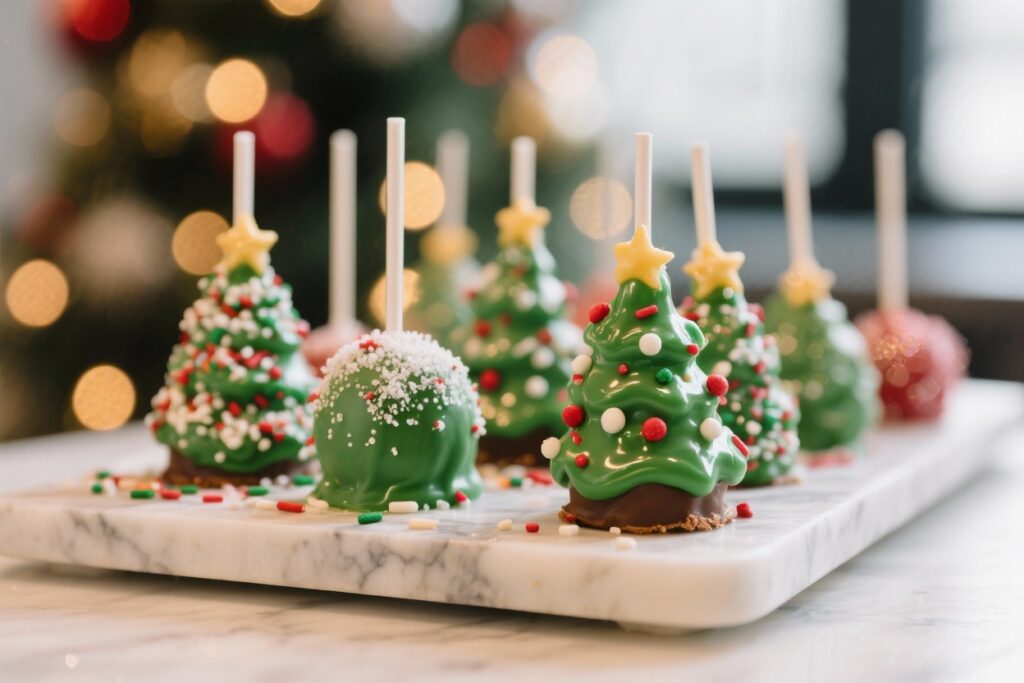 featured image for: christmas tree cake pops that look bakery made
