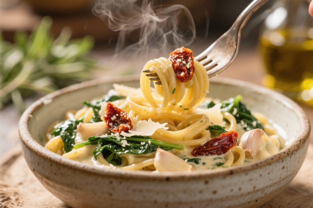 featured image for: creamy tuscan chicken pasta (rich, warm, and family friendly)