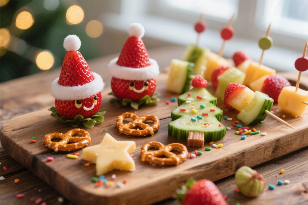featured image for: cute christmas themed snacks for kids (fun, easy & no fuss!)