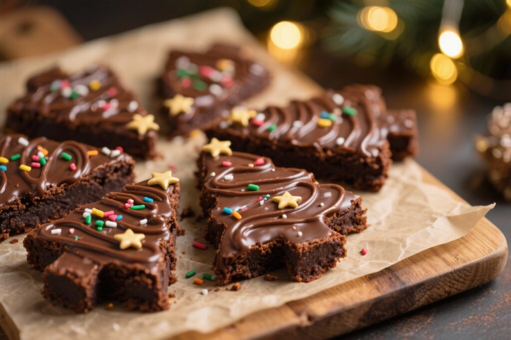 featured image for: fudgy christmas tree brownies (cute & kid friendly decorating ideas)
