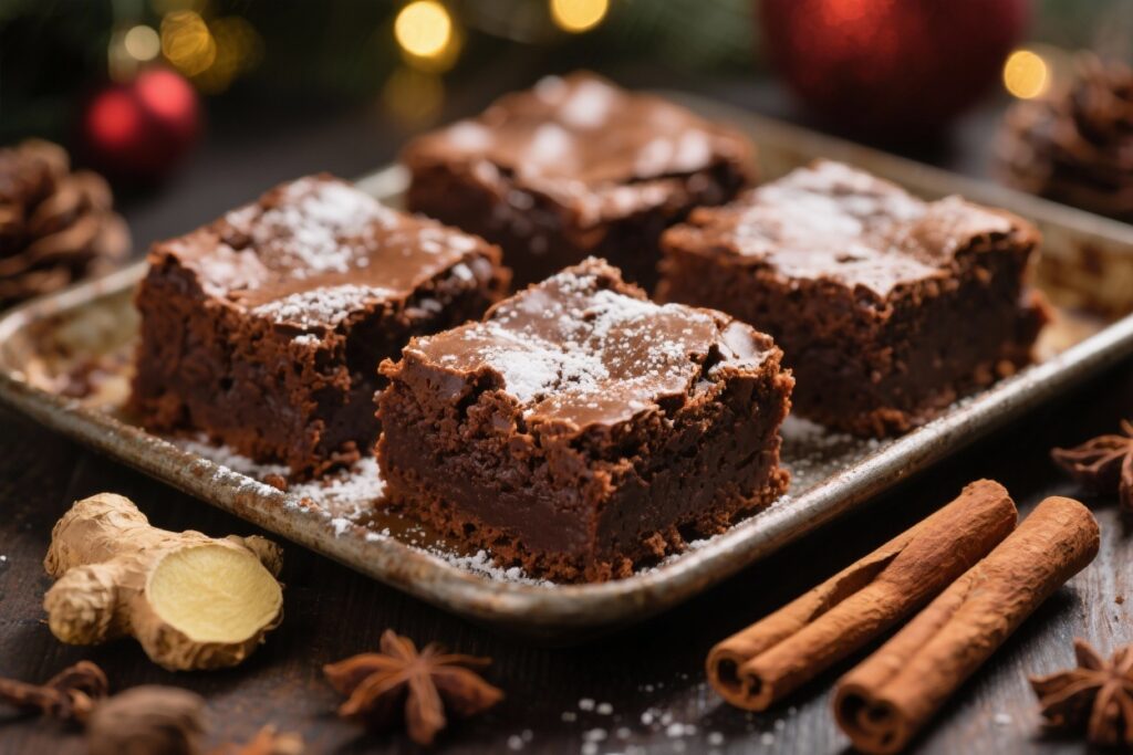 featured image for: gingerbread spice brownies (warm, cozy, holiday twist)