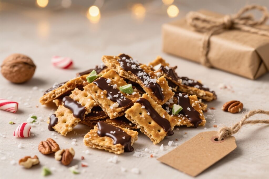 featured image for: holiday party cracker toffee gift packs (diy wrapping + flavor ideas)