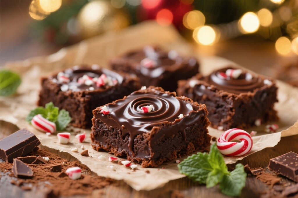 featured image for: peppermint bark christmas brownies (chocolate + mint holiday combo)