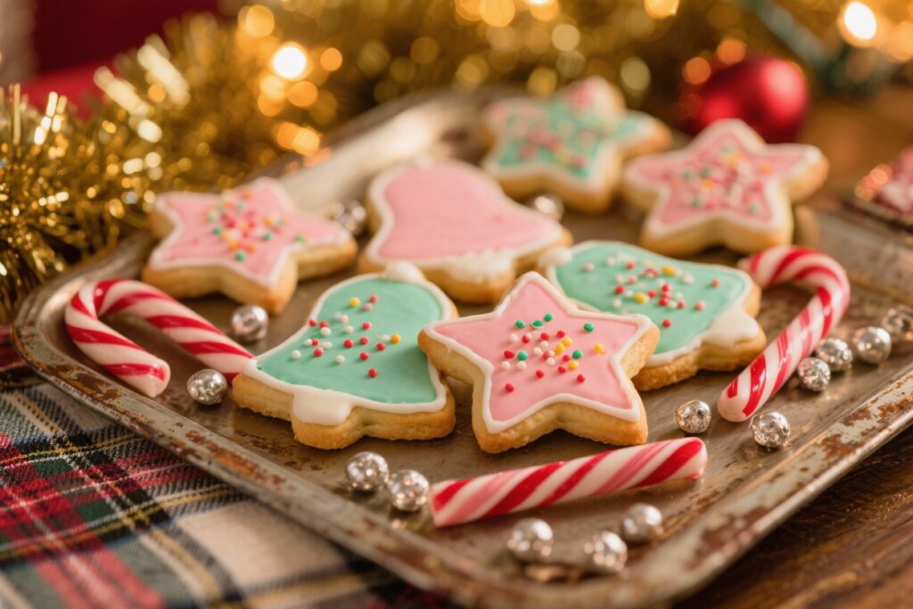 featured image for: vintage christmas cookies decorated like the 1950s (retro aesthetic!)