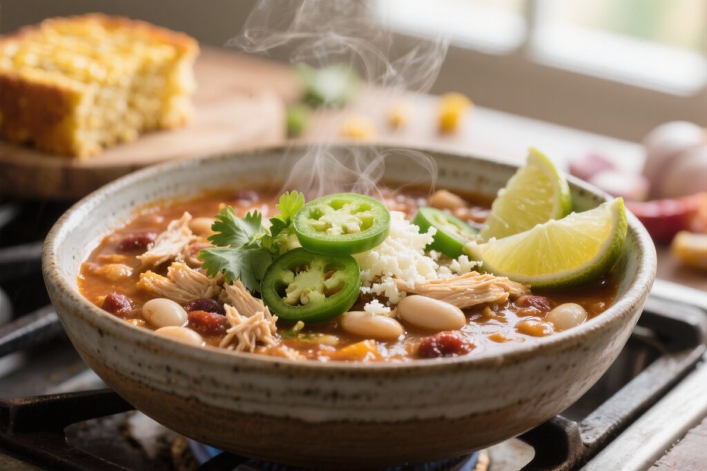 featured image for: white chicken chili stove top