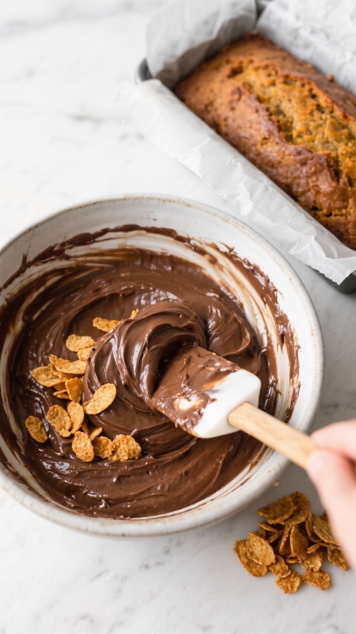 Double Chocolate Pumpkin Bread for the Ultimate Treat: The Cozy Loaf That Eats Like Dessert and Smells Like a Hug Cooking process: Overhead shot of the glossy, thick pumpkin-chocolate batter being folded in a bowl