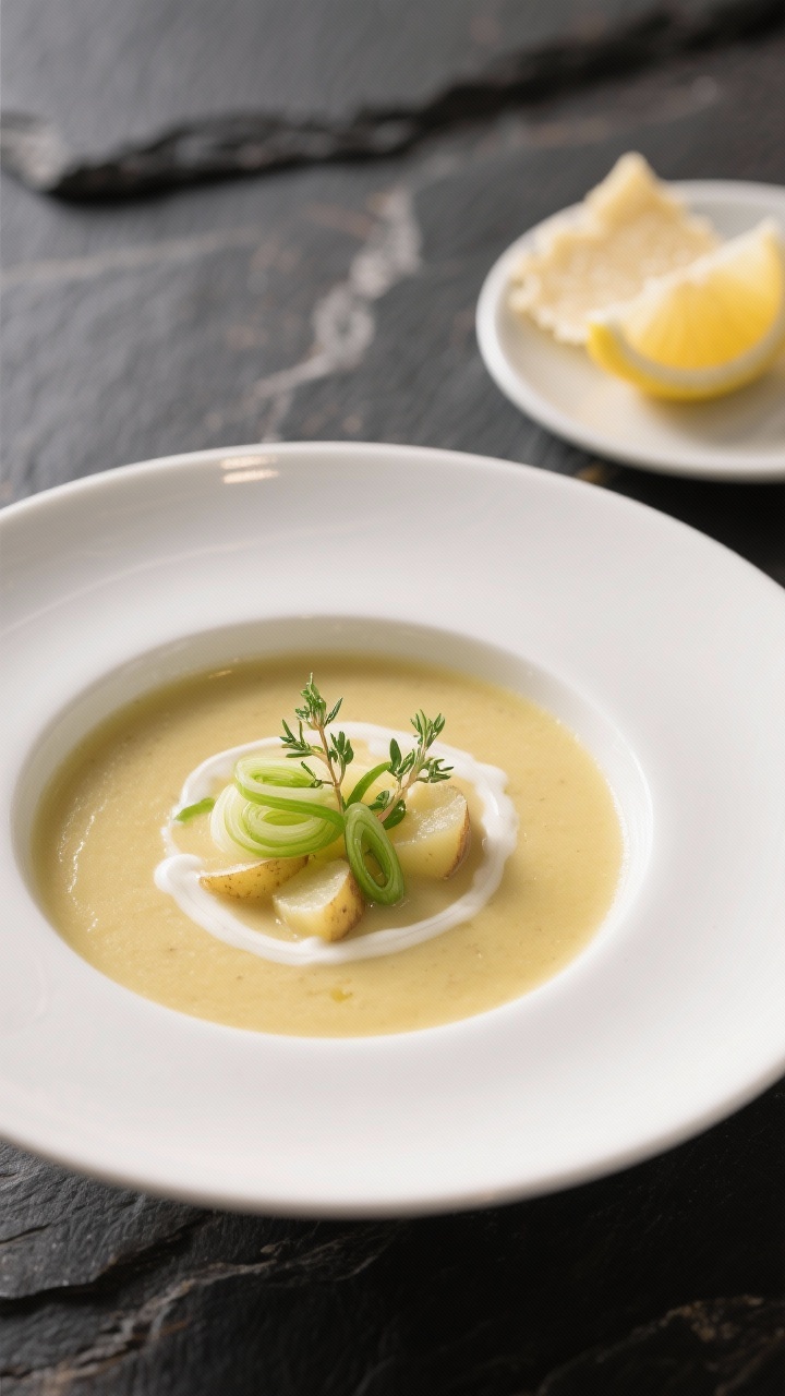 “Comforting Potato & Leek Soup Made Simple” — The 25-Minute Hug Your Weeknight Needs Final dish presentation: Restaurant-quality plating of potato and leek soup enriched with a splash o