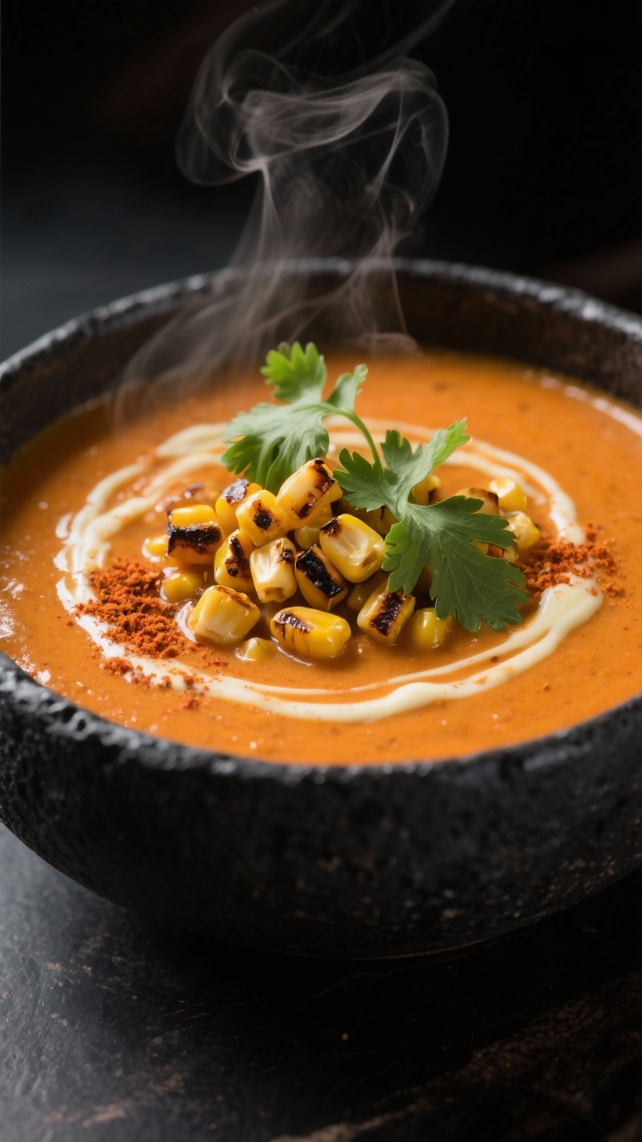 Final plated variation: Restaurant-quality presentation of a smoky chipotle variation—deep orange 