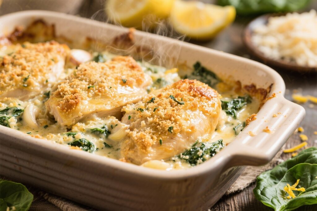 featured image for: 8 healthy chicken florentine casserole ideas