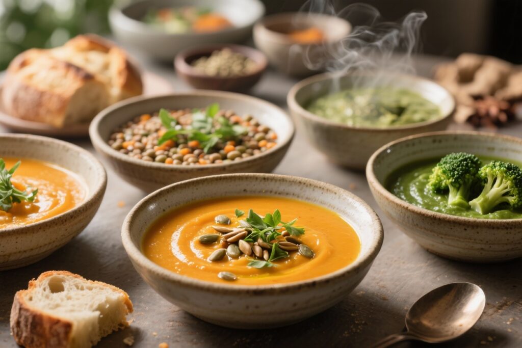 featured image for: best vegan soup recipes for meal prep & freezing