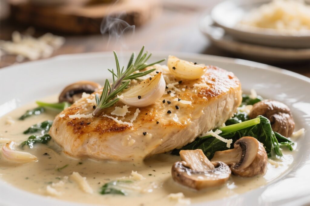 featured image for: creamy garlic parmesan chicken dinner