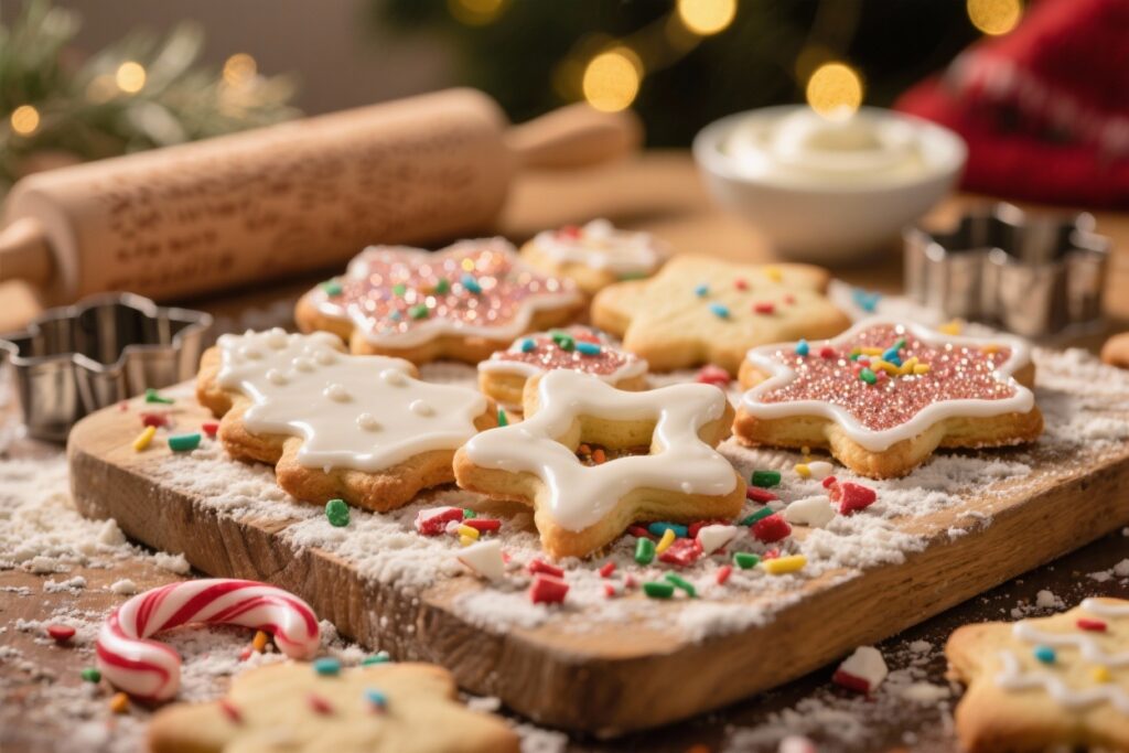 featured image for: easy christmas sugar cookies (no chill, soft & chewy)