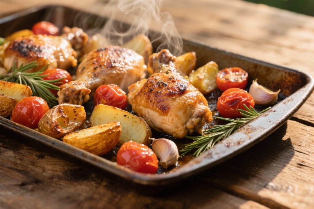 featured image for: easy one pan chicken dinner bake