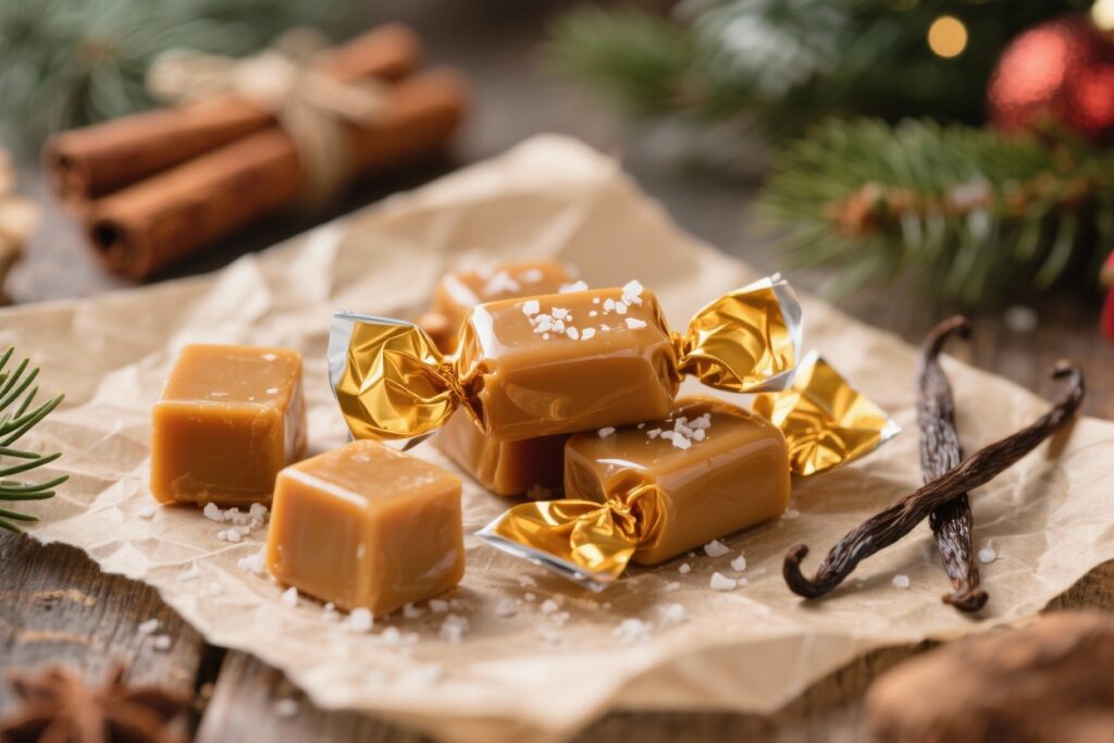 featured image for: soft & chewy christmas caramels that melt in your mouth