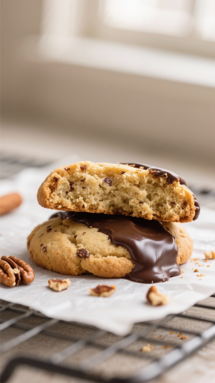 Close-up detail: A just-baked Keto Christmas cookie snapped in half to show the soft, tender crumb a