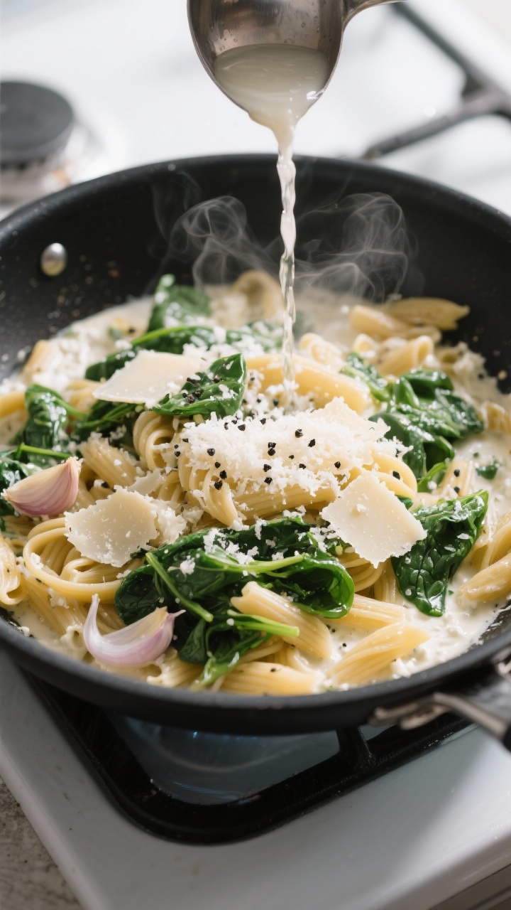 Recipe Image Cooking Process Overhead Shot Of Pasta Being Toss 1