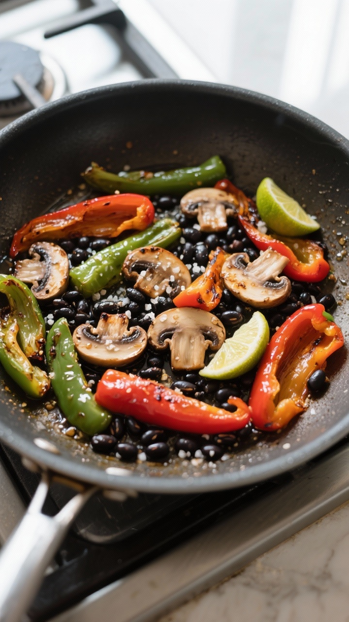 Cooking process: Overhead shot of the second batch searing in a heavy skillet—vegetables spread in