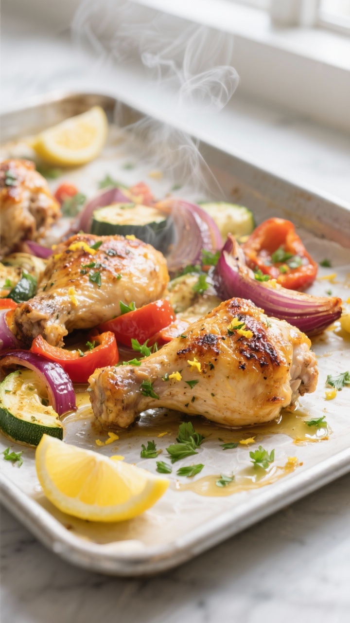 Cooking process — Sheet-Pan Lemon Herb Chicken: Golden, roasted chicken thighs with caramelized re