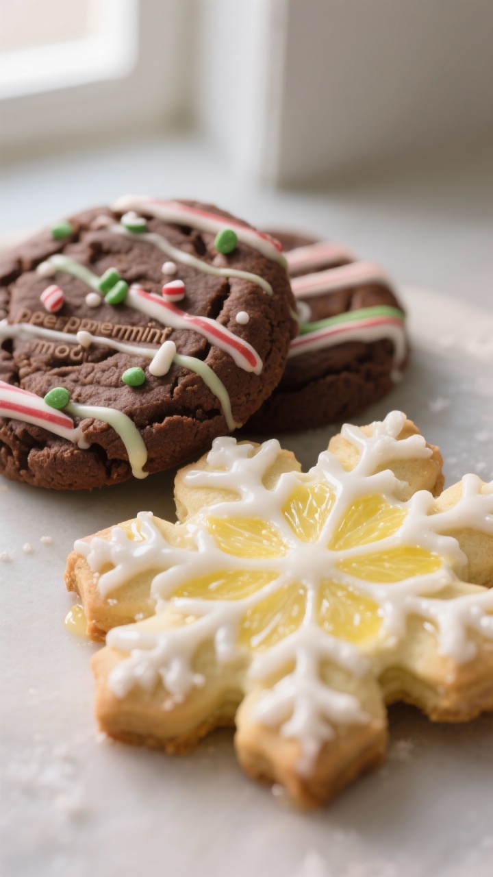 Final dish beauty: A styled close-up of “peppermint mocha” and “lemon snowflake” variations 