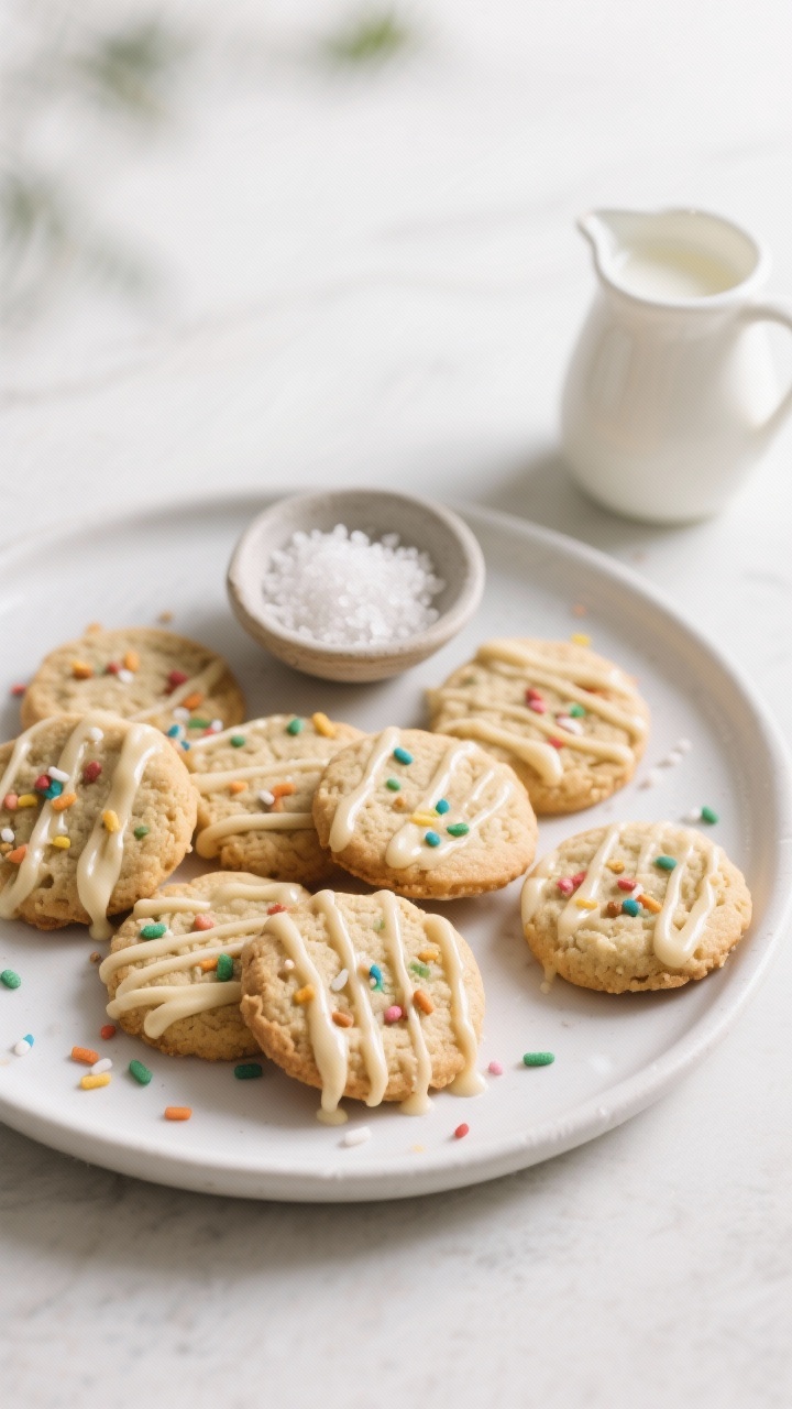 Final dish presentation: Beautifully plated Healthy Vegan Sugar Cookies arranged on a matte white pl