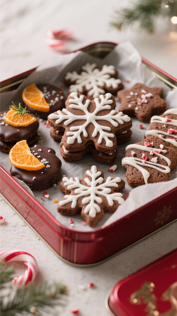 Final dish presentation: Restaurant-quality plate of decorated gluten-free chocolate cut-out cookies