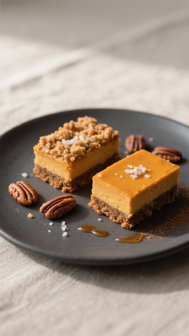 Final dish presentation: Restaurant-quality plated bars—two clean-sliced squares stacked slightly 