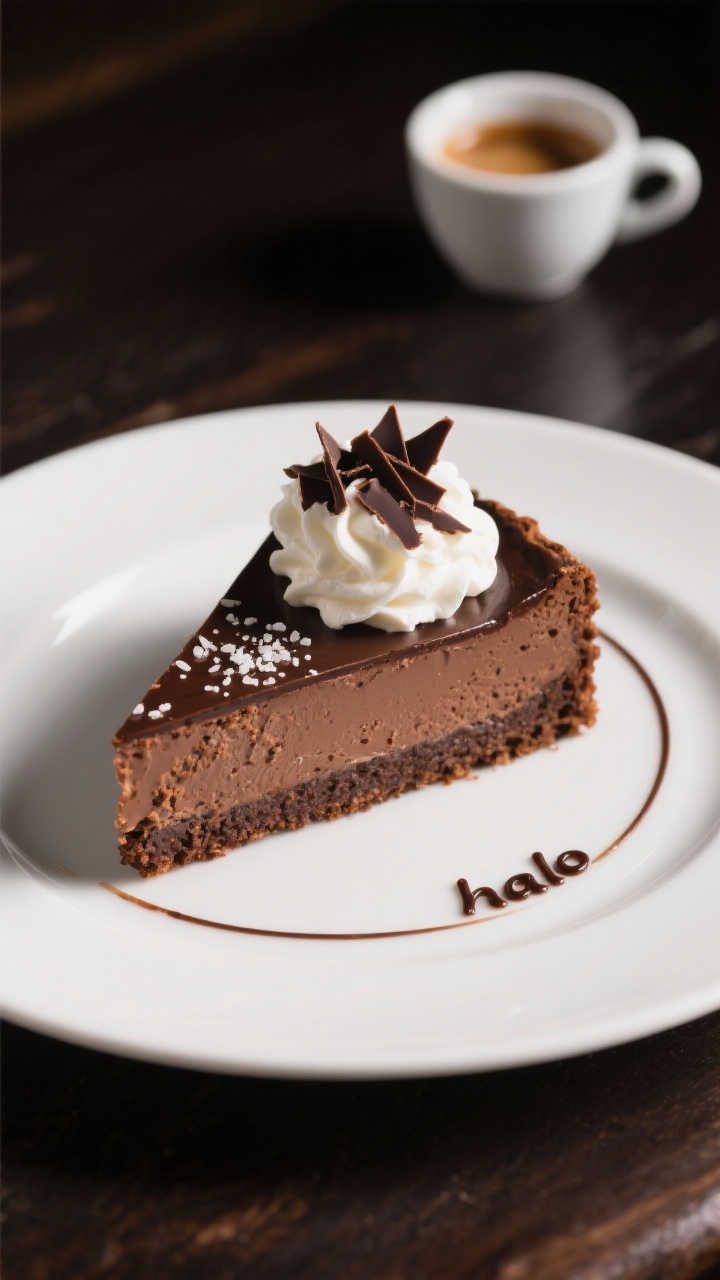 Final dish presentation: Restaurant-quality plating of a neat wedge topped with a dollop of lightly 