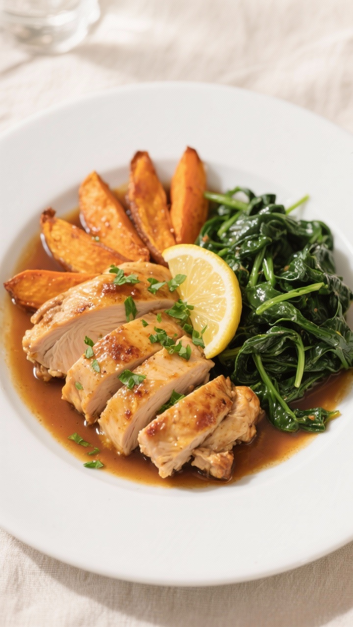 Final dish presentation: Restaurant-style plating of Instant Pot Chicken & Sweet Potato Dinner—sli