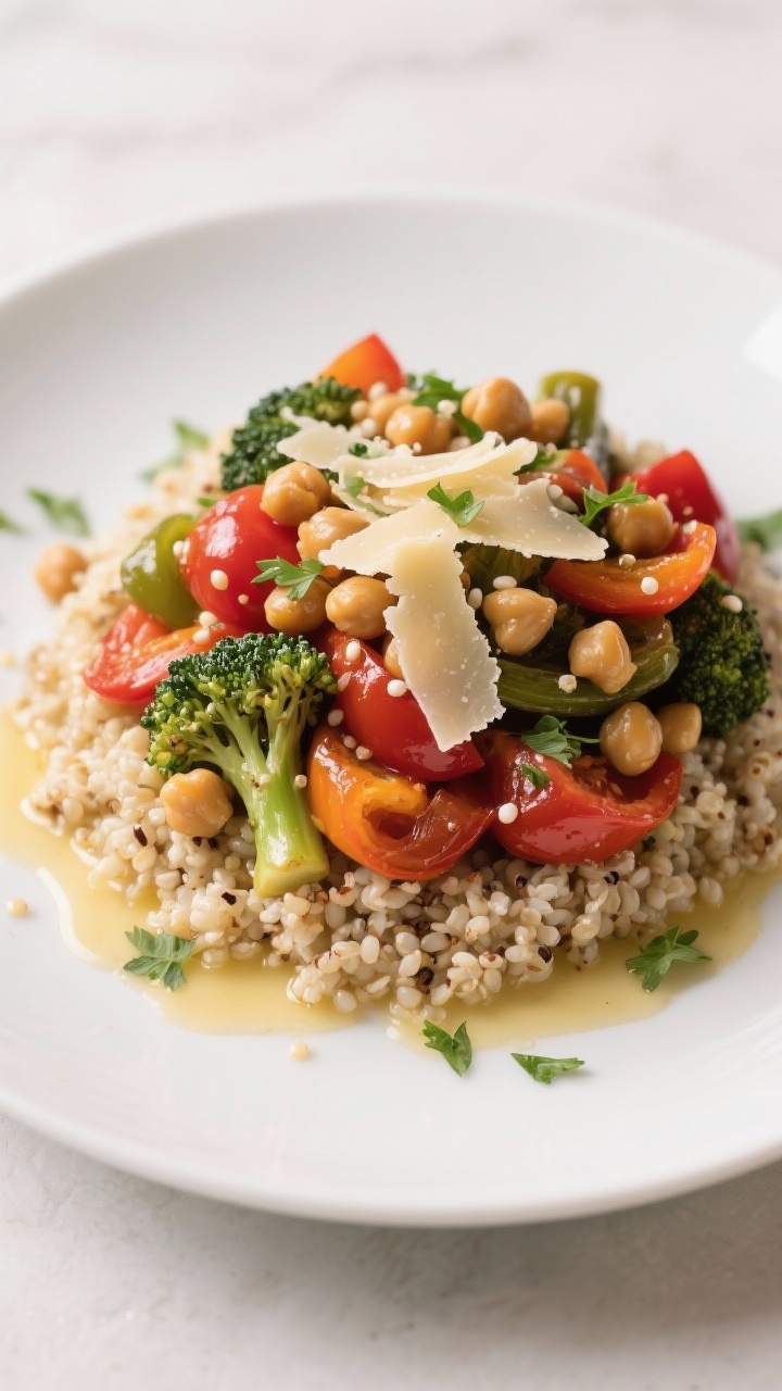 Final plated dish: Restaurant-quality plate of the Garlic Butter Veggie Skillet served over fluffy q