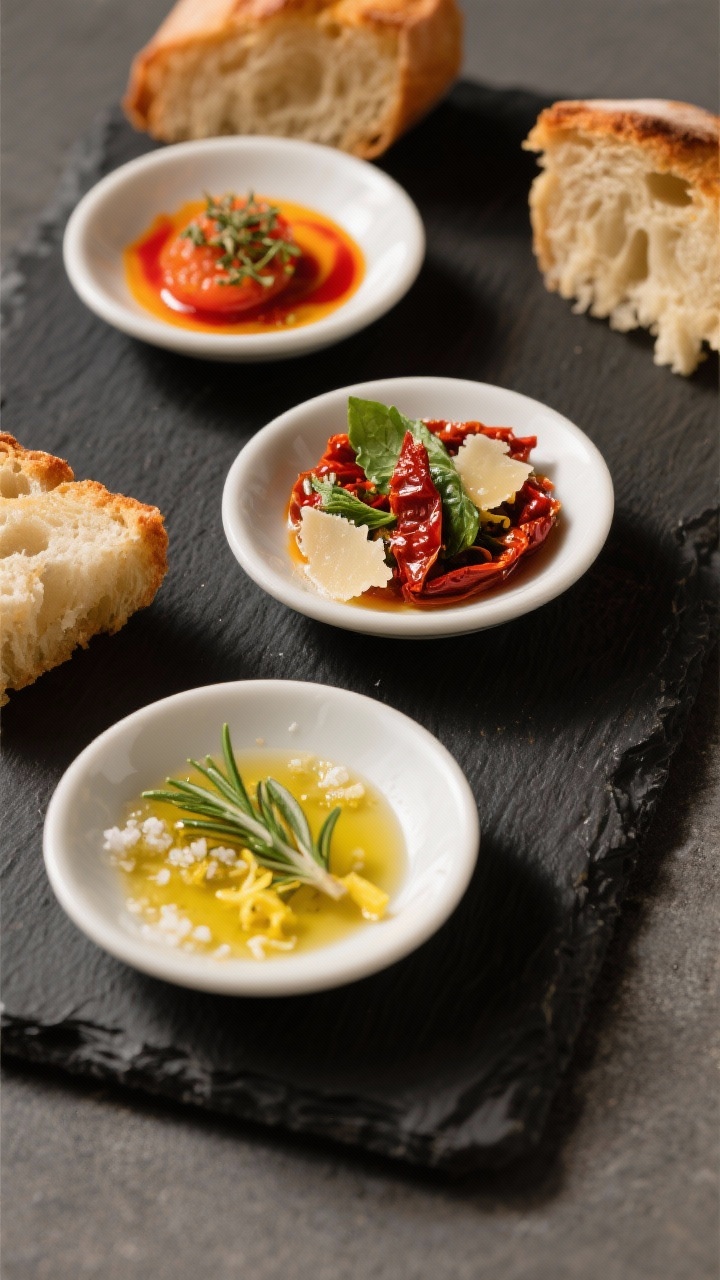 Final presentation: Elegant small-plate service of individual portions—three petite saucers each w