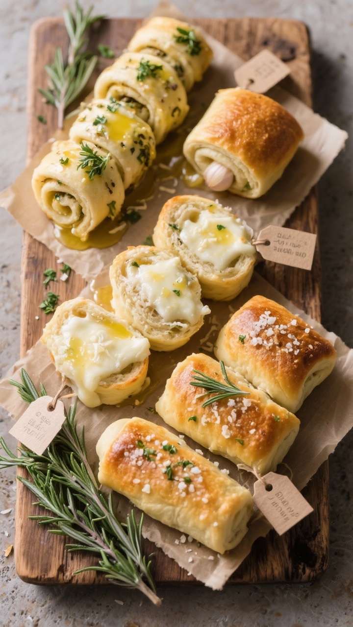 Tasty top view: Overhead shot of a rustic board with an assortment of flavor variations—garlic-her