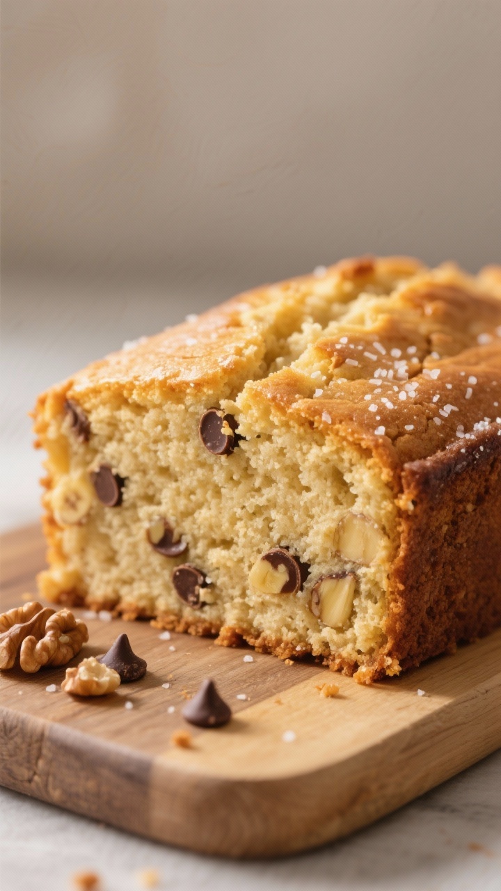 Close-up detail: A just-baked banana cake square from an 8x8 pan, sliced while warm, showing a plush