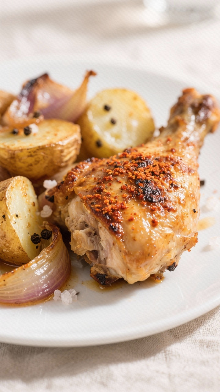 7-Day Family Meal Plan Under $50: Clean Eating On A Budget That Actually Tastes Amazing Close-up detail: Shallow depth-of-field macro of crispy roasted chicken thighs with paprika-garlic s