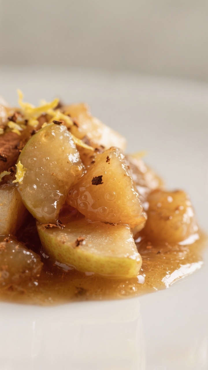 Skillet Apple Compote for Breakfast & Desserts: The 15-Minute Upgrade Your Toast, Pancakes, and Ice Cream Have Been Begging For Close-up detail — Thick, glossy apple compote after cornstarch finish: jammy, saucy texture with t