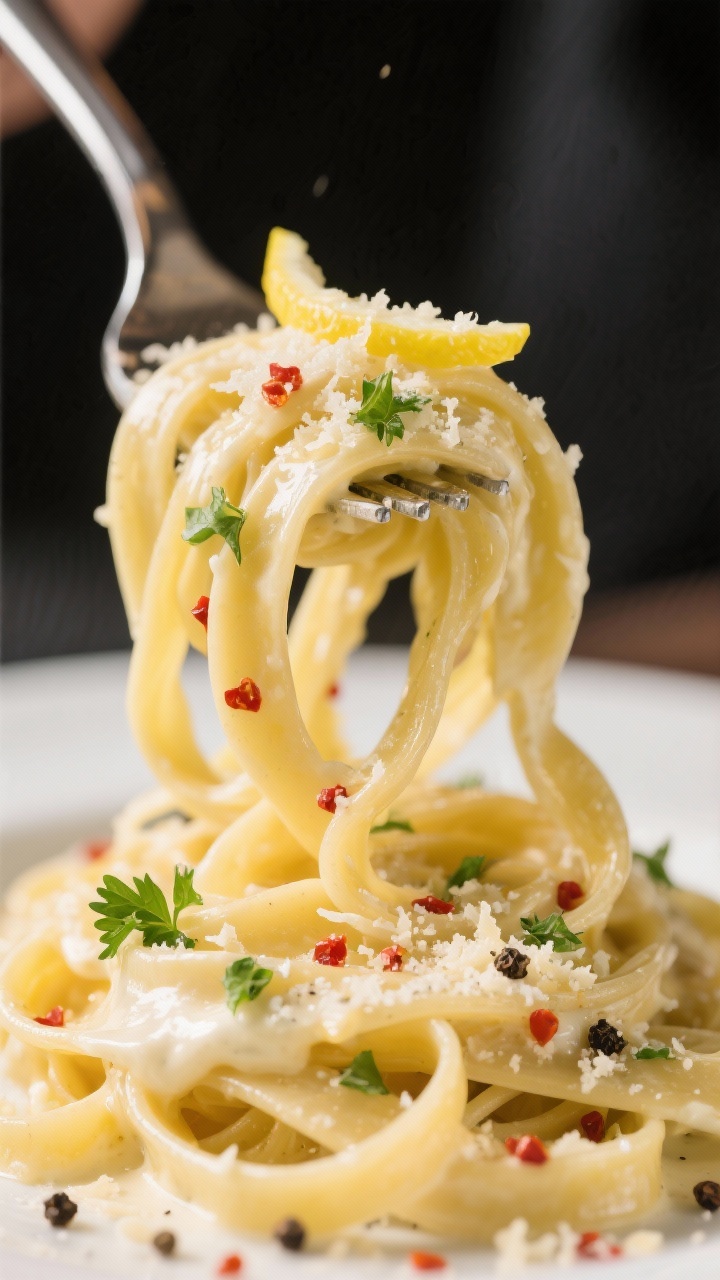 One-Pan Leftover Alfredo Pasta Recipes Everyone Will Ask For: The 15-Minute Glow-Up Your Fridge Didn’t See Coming Close-up detail: Tongs lifting silky fettuccine coated in revived Alfredo, ribbons glistening with P