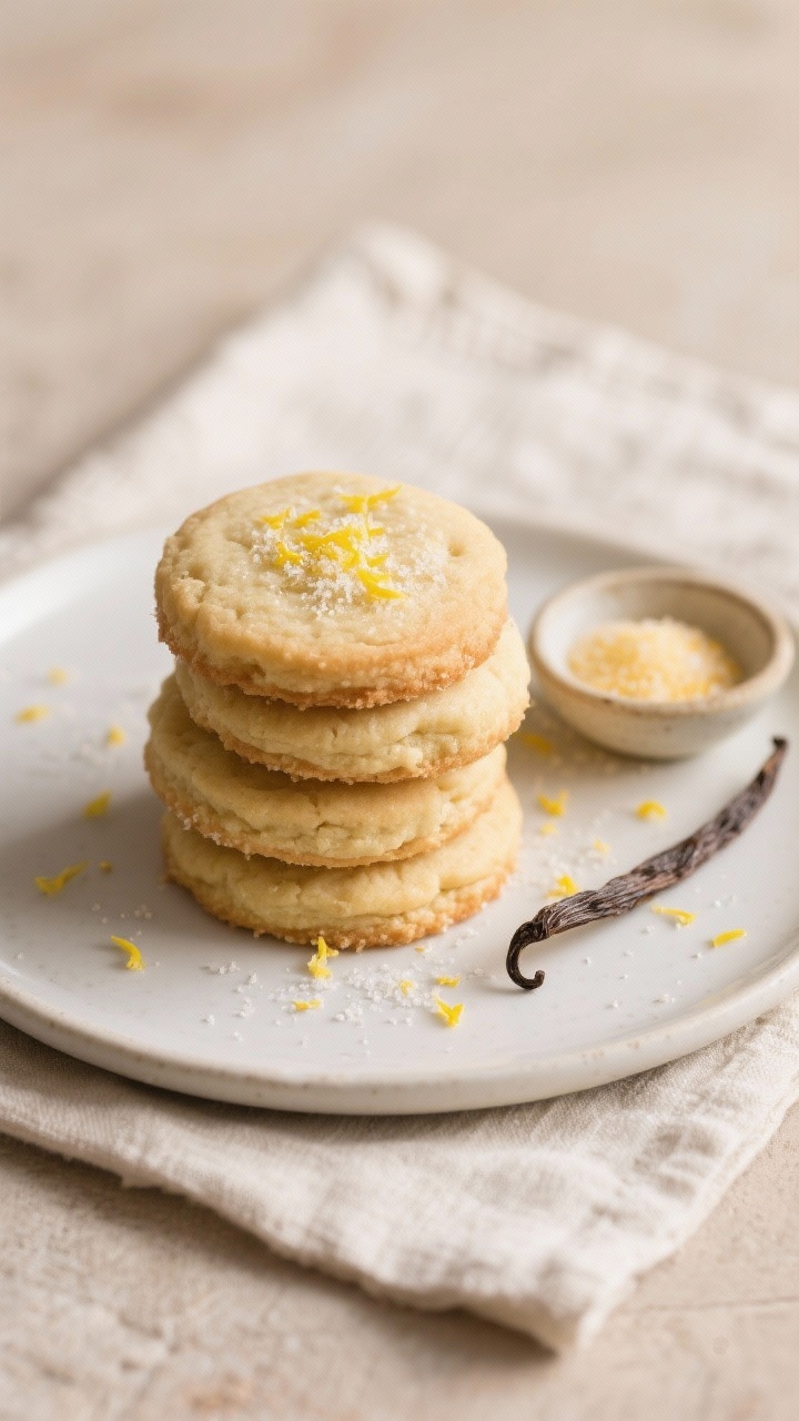 Final dish presentation: Beautifully plated stack of vegan sugar cookies with soft, chewy centers an