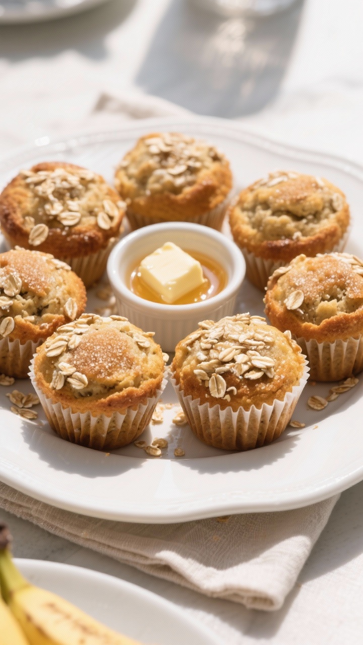 Banana Oatmeal Muffins Using Overripe Bananas: The One-Bowl Breakfast Hack You’ll Actually Crave Final dish presentation: Restaurant-quality platter of Banana Oatmeal Muffins on a white ceramic pla