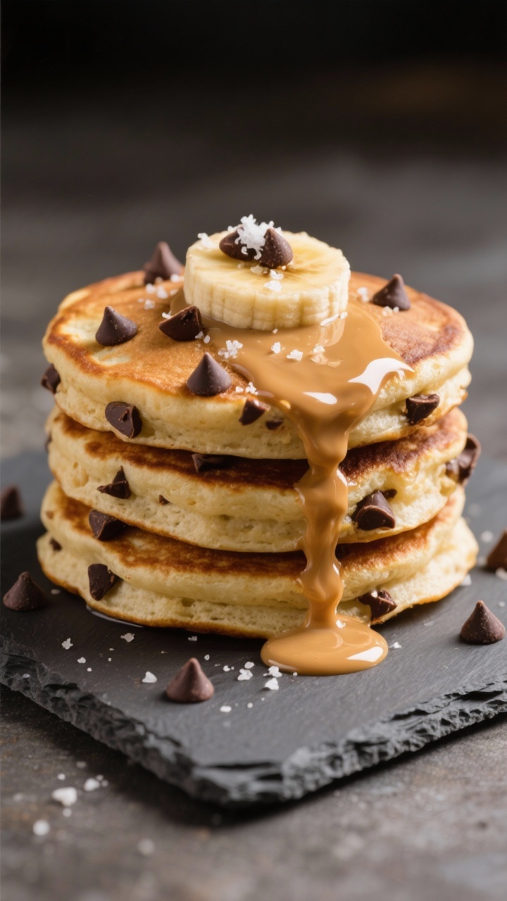 Final dish variation: Restaurant-quality presentation of Chocolate Chip Dream banana pancakes—mini