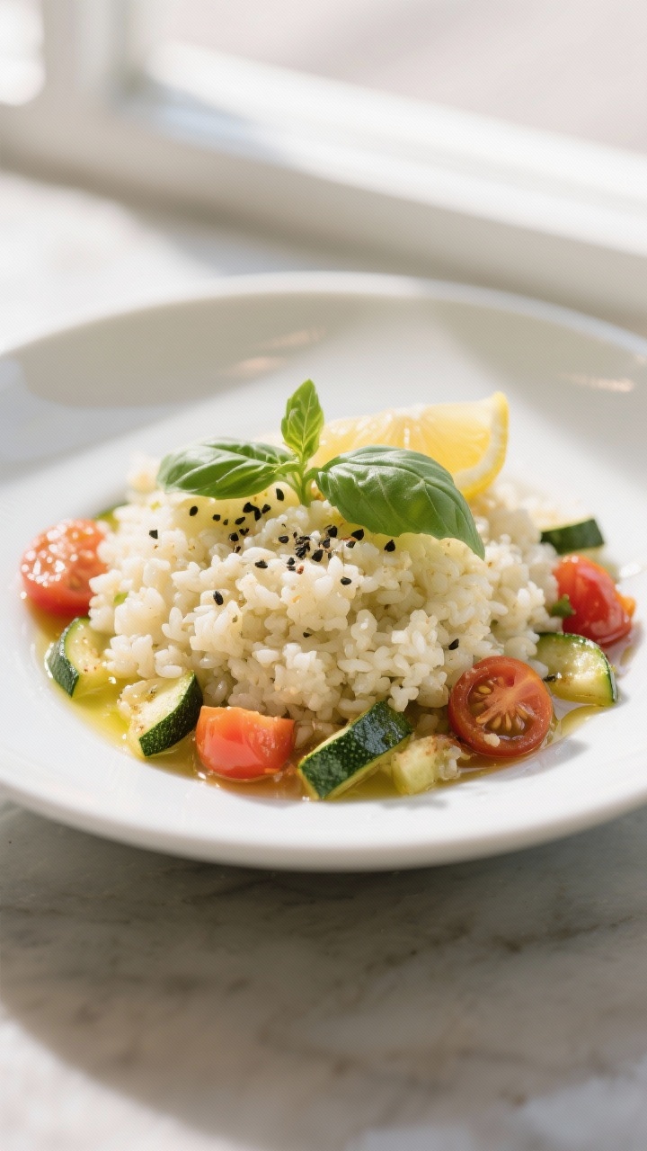 Final plated dish: Restaurant-quality presentation of a generous scoop of the skillet over cauliflow