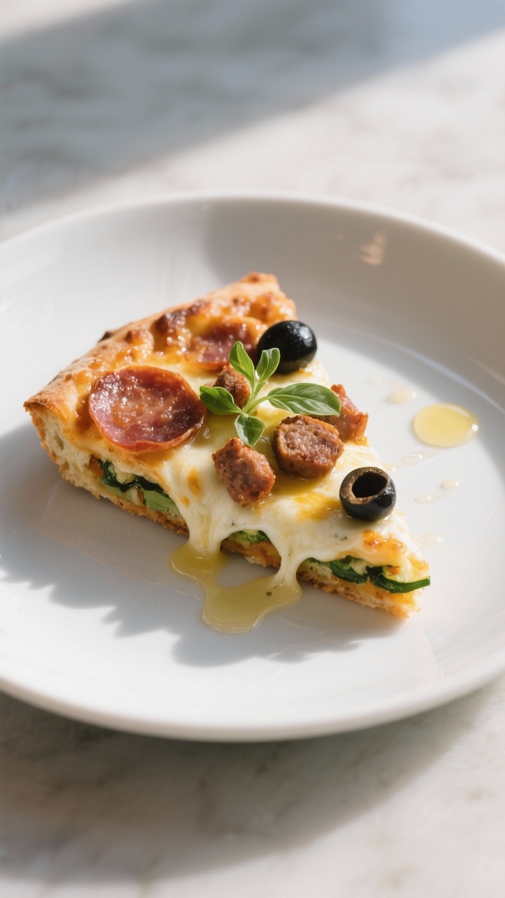 Final plated dish — restaurant-quality slice: A single square slice plated on a matte white plate 