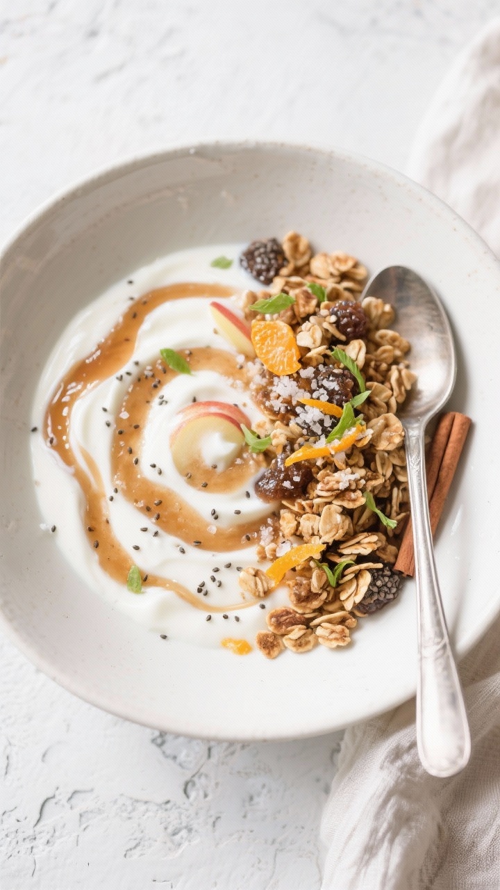 Apple Chia Jam Made from Leftover Apples: The 15-Minute Breakfast Upgrade You Didn’t Know You Needed Tasty top view: Breakfast bowl—Greek yogurt swirled with ribbons of apple chia jam, topped with cr