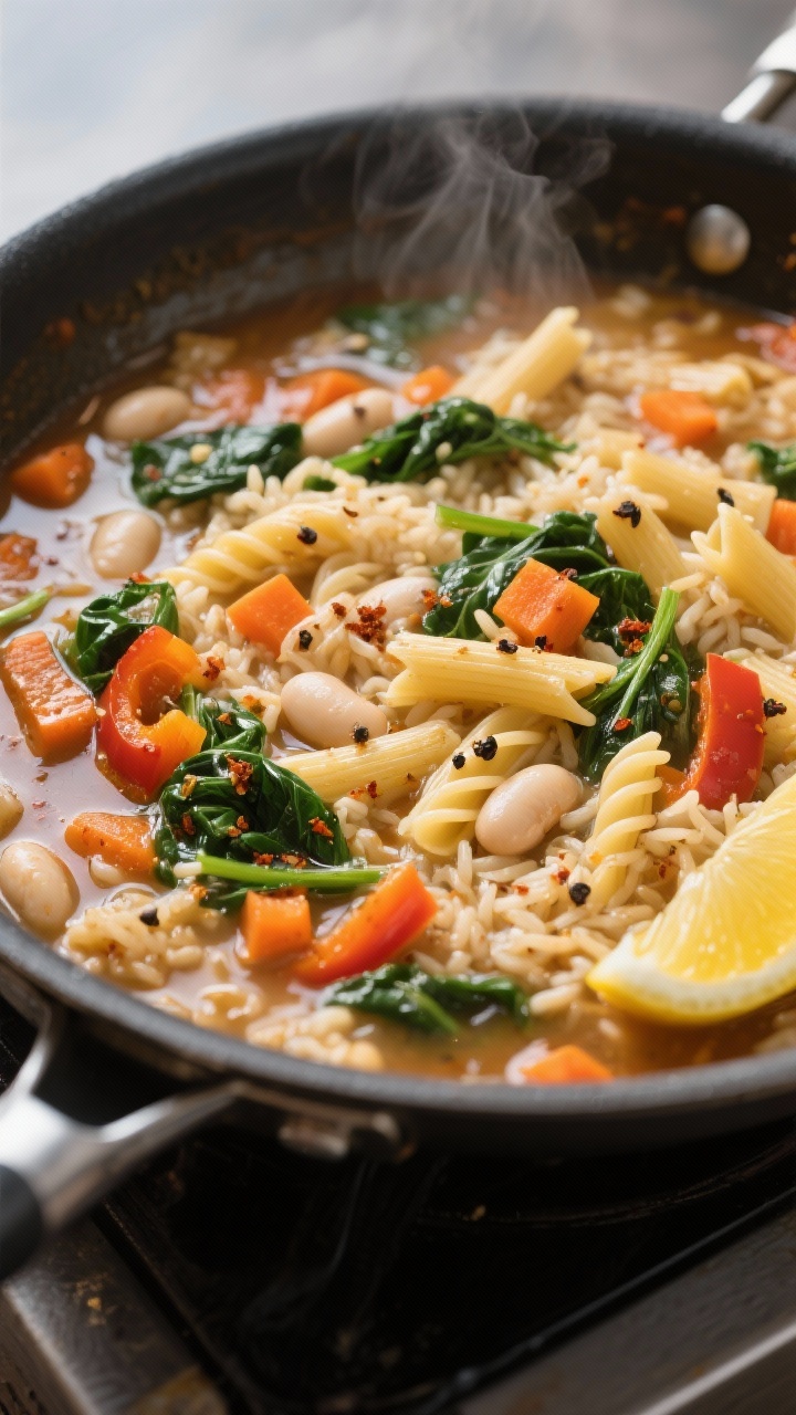 Pantry Clean Out Recipes For Budget Family Meals: Turn Forgotten Cans Into a 30-Minute Feast Everyone Will Crave Cooking process: One-pot pasta/rice simmering in broth with white beans, diced carrots, bell peppers