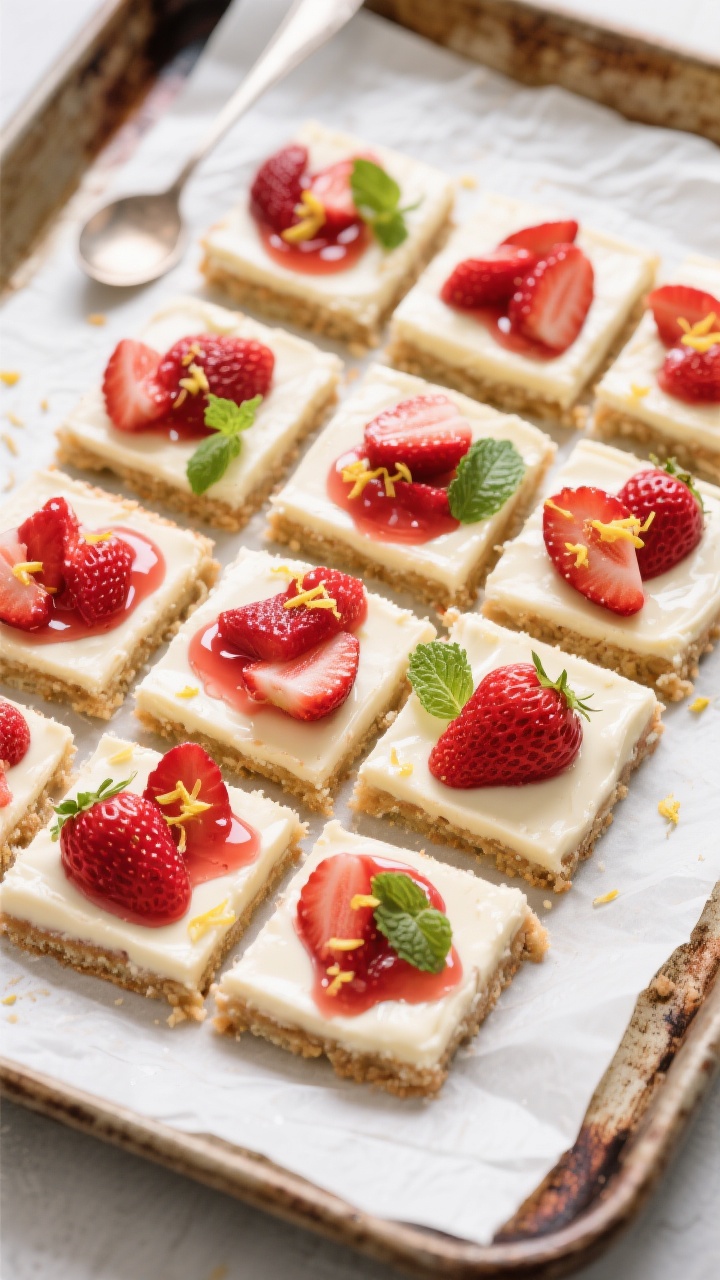 Tasty top view: Overhead, final assembled and fully set bars cut into 9 neat squares, each topped wi