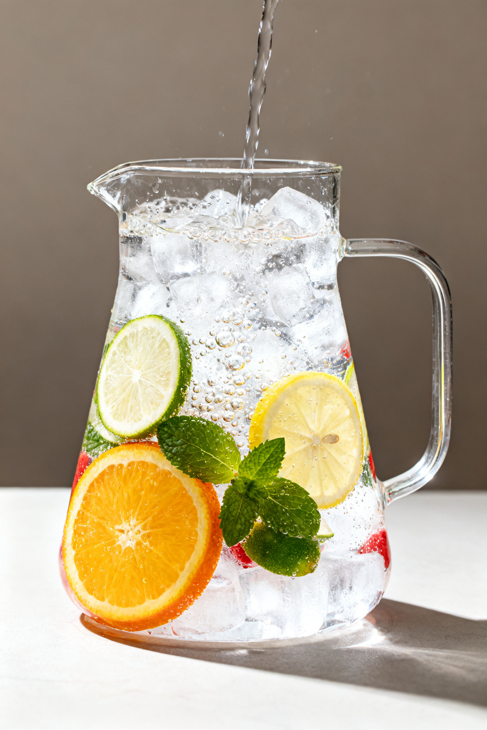 Summer Drinks Nonalcoholic — Best Non Alcoholic Summer Drink Cooking process: Slow pour of icy, chilled sparkling water into the citrus–mint–berry base in a