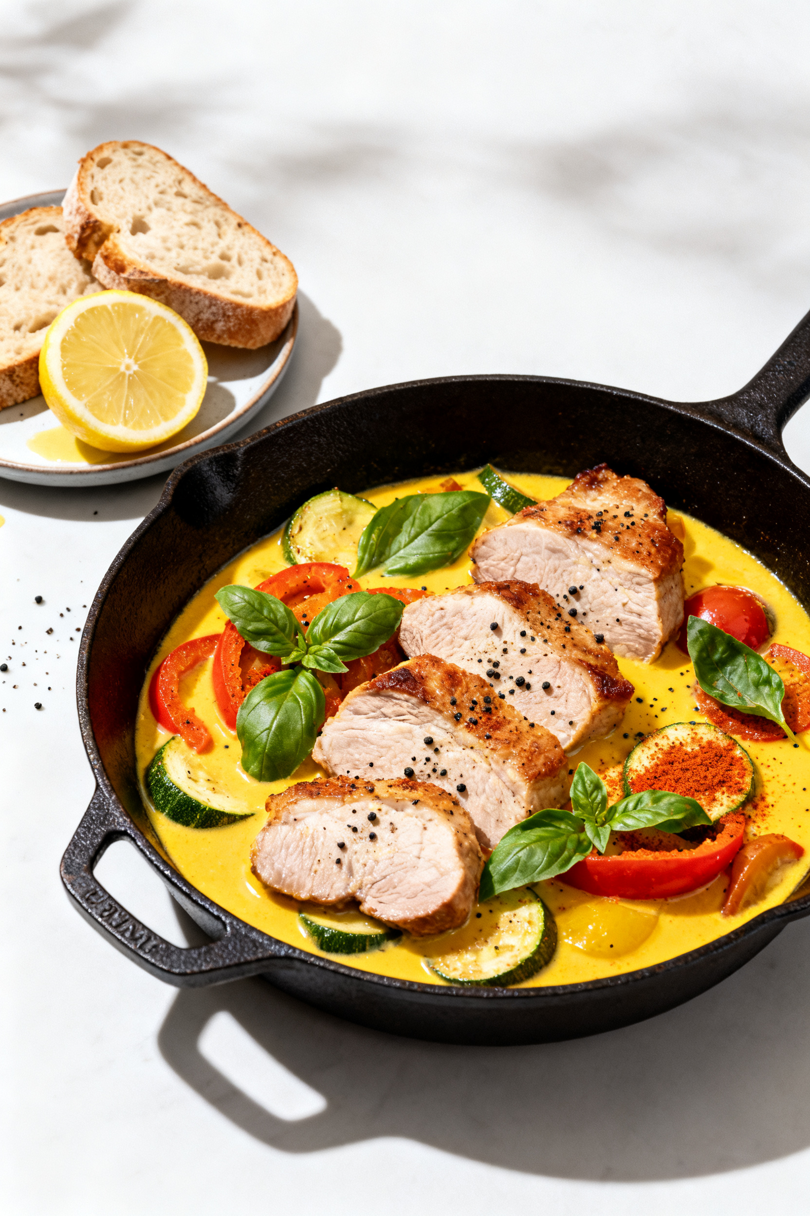 Summer Dinner Recipes — Leftover Pork Loin One Pan Done - Fast, Fresh, And Flavorful Final dish presentation: Restaurant-quality plating of the pork loin summer skillet served straight
