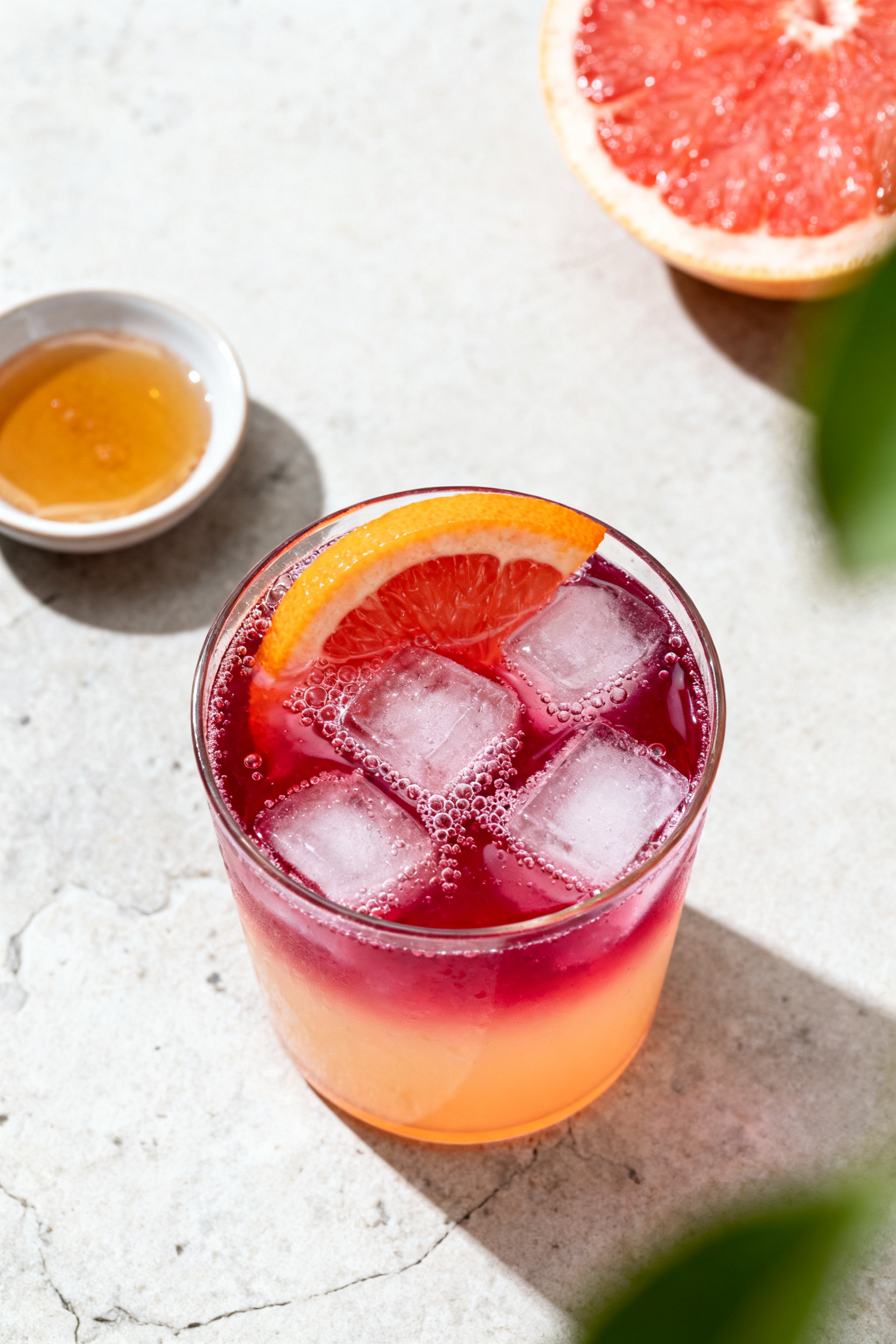 Summer Mocktail Recipes — One Sip and You'll Understand - Bright, Fresh, and Easy Sips Tasty top view: Overhead shot of a Sunset Citrus Splash showcasing a layered gradient from pale oran