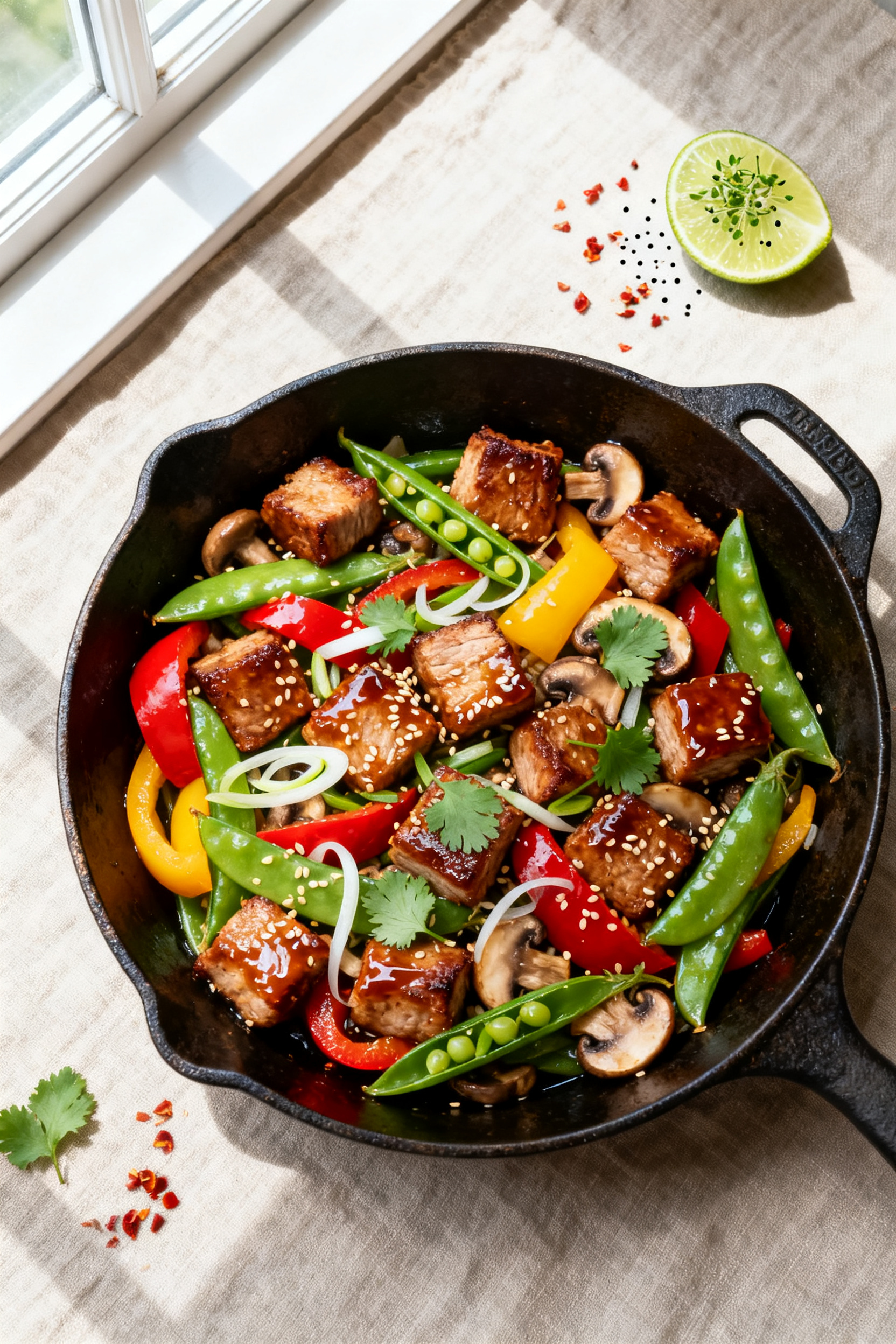 Everything In The Fridge — One Pan → "Leftover Pork Loin Recipes — Everything One Pan Done" - A Fast, Flavor-Packed Skillet Meal Recipe Image Tasty Top View Saucy One Pan Finish Overhead 1