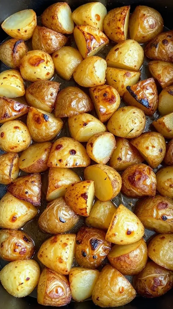 Diced leftover baked potatoes with charred edges
