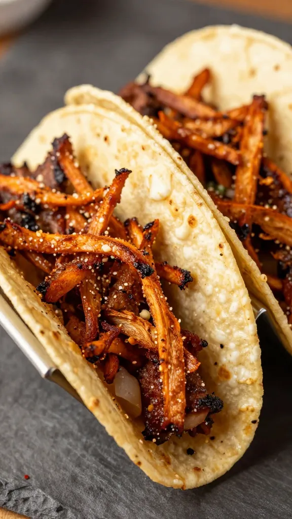 Shredded bbq rib tacos on warm corn tortillas