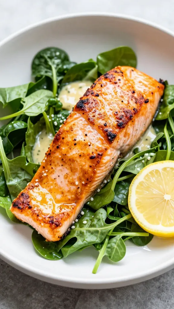 leftover grilled salmon flaked over summer greens, lemon vinaigrette